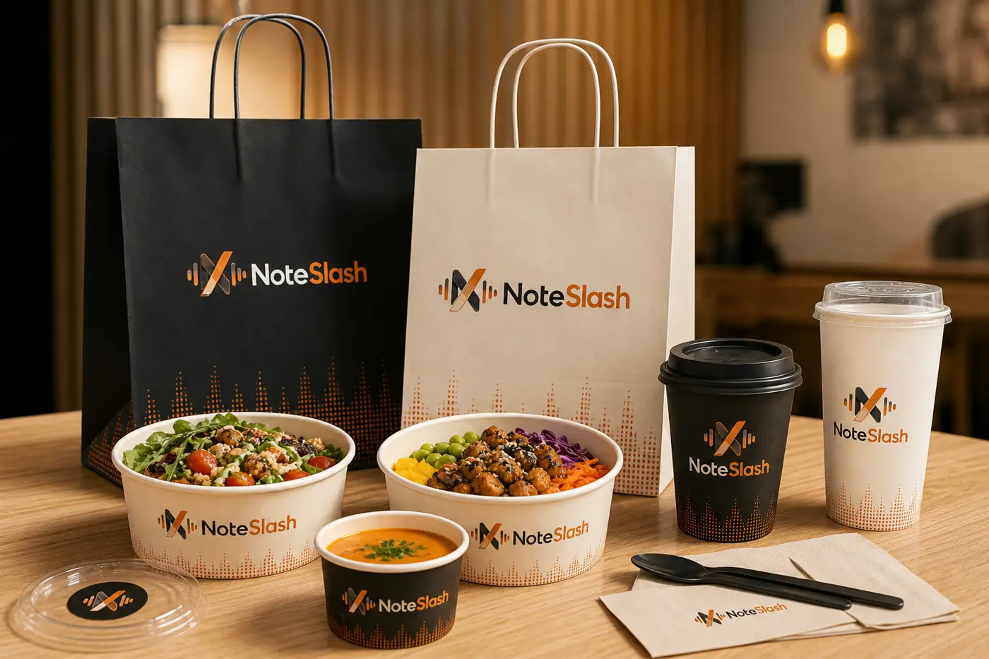 NoteSlash cafe packaging family
